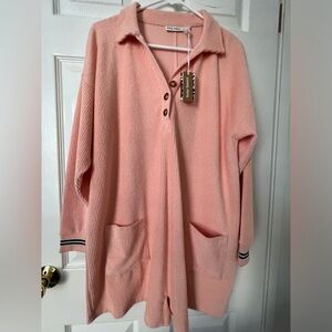 Roller rabbit 1 of a kind - long sleeve w/ shorts romper has collar- coral pink